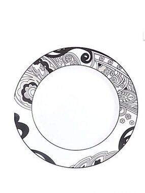 6 Corelle Vive Lunch Plates Nouveau White Black